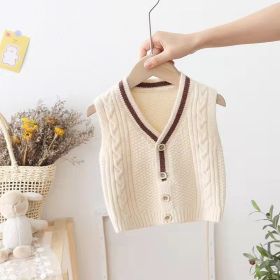 Sweater Baby Sweater Vest Outwear In Spring And Autumn (Option: Beige-73)