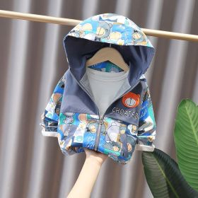 Boys And Girls Korean Style Trendy Small And Medium Children's Jackets Baby Autumn Clothes (Option: Blue-90cm)