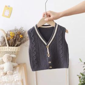 Sweater Baby Sweater Vest Outwear In Spring And Autumn (Option: Grey-73)