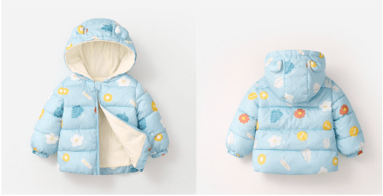 Off-season New Autumn And Winter Children's Light Hooded BabyCotton Jacket (Option: Blue-90cm)