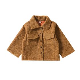 Autumn New Plush Plaid Reversible Coat (Option: Brown-80cm)