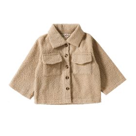 Autumn New Plush Plaid Reversible Coat (Option: Khaki-90cm)